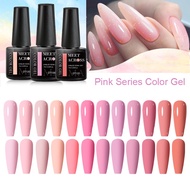 MEET ACROSS Gel Nail Polish Pink Semi Permanent Manicure Soak Off UV Gel (7ml)