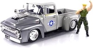 Street Fighter 1:24 1956 Ford F-100 Die-Cast Car & 2.75" Guile Figure, Toys for Kids and Adults