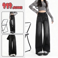 919JEANS Seluar Lurus Hitam Model Wanita Saiz XS-2XL Seluar Jeans Mod Santai Potongan Lurus Warna Kl