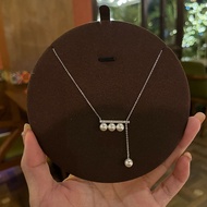 Yes✨S925 silver necklace Mixed-color Shijia pearl necklace Quarter note necklace Pullable balance be