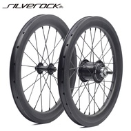 SILVEROCK Carbon Wheels 16" 1 3/8" 349 Rim Brake 6 Speed Inner 3 x 2 External SRF3 Hub for Aline Cline Brom Pton 3sixty TRIFOLD Folding Bike Wheelset