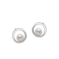 Pearl Earrings 925 Sterling Silver Stud (Round White Fritillary Versatile Birthday Valentine's Day G