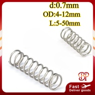 Stainless Steel 304  Compression Spring / SUS304 Pressure Spring d0.7mm * OD4-12mm  * L5-50mm【BY7-MB