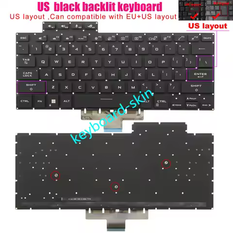New US Backlit No-Palmrest Keyboard For ASUS ROG Zephyrus G15 GA503 G16 M16 GU603 GU603H GA503QR GA5