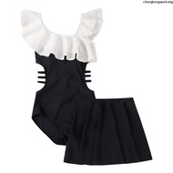 Swimming Suit Woman Sexy 2 Piece 2024 Skirt A-line Padding Sleeveless Beachwear Dress Bikini Plain C