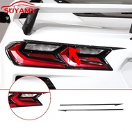 Soft Carbon Fiber Car Tail Light Brow Trim Stickers For 2020-2023 Corvette C8 Stingray Z51 Z06 Auto 