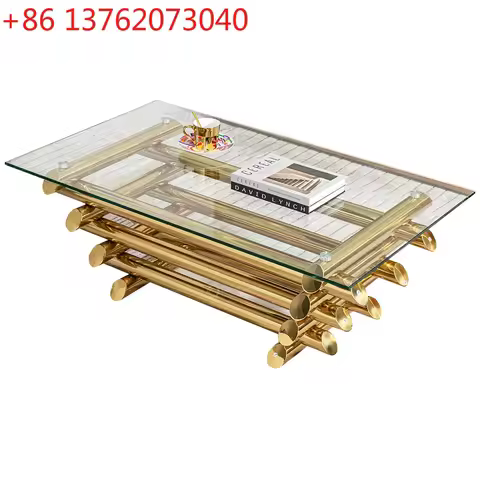 2025 new rectangular coffee table gold stainless steel coffee table