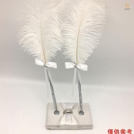 Ado)Wedding Signing Pen Feather Pen with Double Holders Wedding Signature Pen Set Decoration Supplie