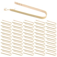 50Pcs Tongs Disposable Cooking Utensils Mini Bamboo Tongs Natural Toast Tongs for Cooking