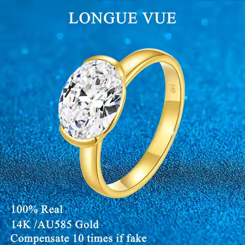 3CT 14K Gold Moissanite Ring AU585 Certified Synthetic Diamond Jewelry Gift for Engagement Wedding A