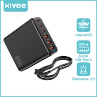 KIVEE 100W 3C 3A เครื่องชาร์จตั้งโต๊ะ GaN USB C PD สถานีชาร์จแบบรวดเร็ว QC 3.0 PD 3.0 Type C ชาร์จเร