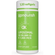 UpNourish Liposomal Vitamin D3 50000 IU (Vitamina D3 de 50000) with 1000 mcg Vitamin K, High Dose Vi