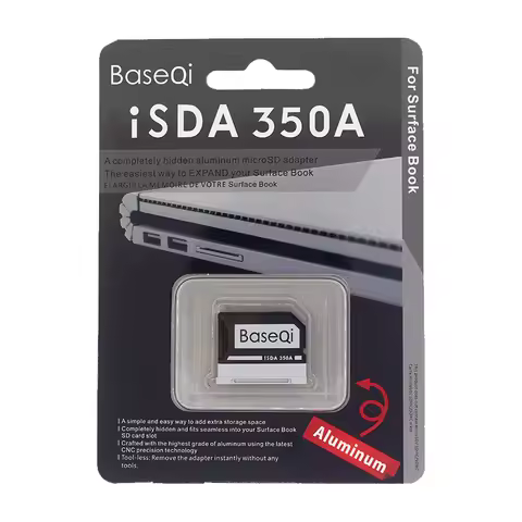 BaseQi Surface Book 350A Aluminum MicroSD Adapter For Microsoft Surface Book 13" and Surface Book2-1