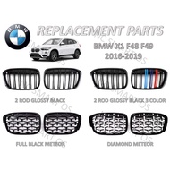 BMW X1 F48 F49 2016-2019 Glossy Black Grille Diamond Kidney Meteor Grilles Bumper M3 Grill Tri-color