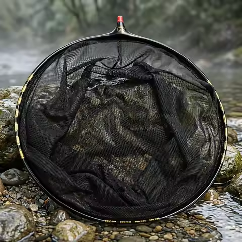 1pc 30/40cm Lightweight Titanium Landing Net Head Foldable Fishing Net Fishing Landing Net Black Mes