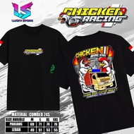 LUCKYSTORE CHICKEN RACING T-SHIRT NEWEST RACING CHICKEN/ AND COMBED 24S