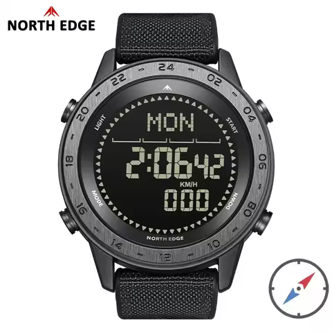 NORTH EDGE Watch for Men TANK3 New 44MM Outdoor Sports Swimming Metronome Compass Waterproof 50M Rub