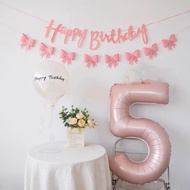 Happy birthday string, bow string, pink birthday decoration cotton string