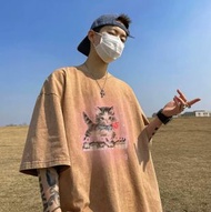 ONE - 水洗做舊T恤（水洗卡其M-5XL）（下單后聯繫客服確認發貨尺碼）#F326001661