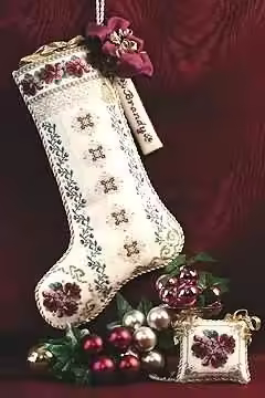 Cross Stitch Embroidery Set, Hobby Handiwork, Handicraft Sewing, Santa Rudolf, Flowered Stockings 36
