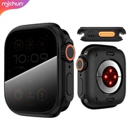 MJSHUN 3 in1 Tempered Privacy Glass Case Cover for Apple Watch Ultra 40mm 41mm 42mm 44mm 45mm 46mm S