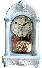 RFSTGYU Vintage Table Clock, Battery Powered Mantel Clocks Handcrafted Clock Ornament, Clock Table Desk Pendulum Clocks Antique Home Mute Creative Gifts, Clocks For Living Room Decor, (Color : C)