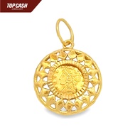 TT9 Top Cash Jewellery 999 Gold Circle Diamond Design Coin Pendant
