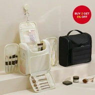 Hanging Toiletry Bag, Water-Resistant Taslan, Large Makeup Organizer with Double Side Opening, Porta