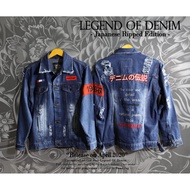 ZWECKOUT LABEL Jaket Pria Jeans Retro Denim Japan Oversize Jacket Hitam Jepang Bordir