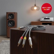 Riksoin 3.5mm to 3RCA Auxiliary Audio Video Cable, 9.8ft for Camcorder