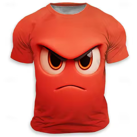 Funny Angry Face Sad Face Graphic T Shirts Harajuku Fashion Men's Clothing 2025 New Streetwear Smile