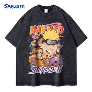 anime tshirt👕💥 Anime Naruto T-shirts Vintage Washed Uchiha Itachi T Shirt Oversized Streetwear Manga