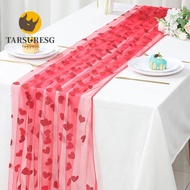 TARSURESG Valentine's Day Tablecloth, Home Decoration 2x1.5m Heart Gauze Table Runner, High Quality 