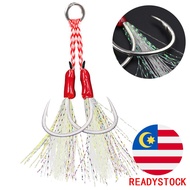 10PCS Double Jigging Fishing Hook  Slow Fast Bait Single Assist Hook Micro Jig Lure Umpan Mata Kail Tenggiri