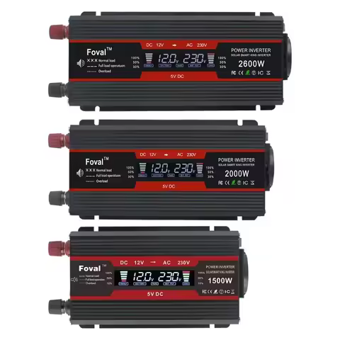 Solor Power Inverter DC 12V/24V to AC 220V 230V 1500W/2000W/2600W Voltage Converter EU Universal Soc