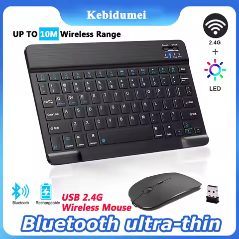 Mini Bluetooth Wireless Keyboard Mouse Set Rechargeable For Phone Tablet English Keyboards For Andro