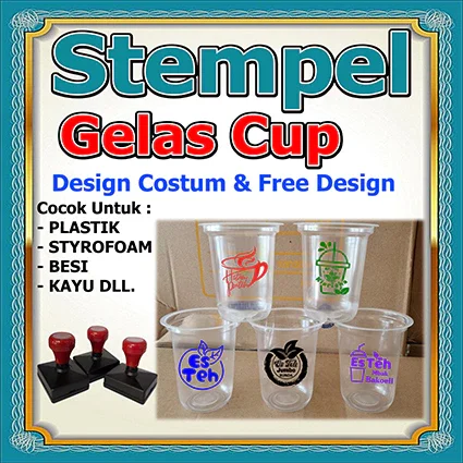 Stempel otomatis cup minuman / stempel gelas / stempel plastik / stempel permanen / stempel kaca