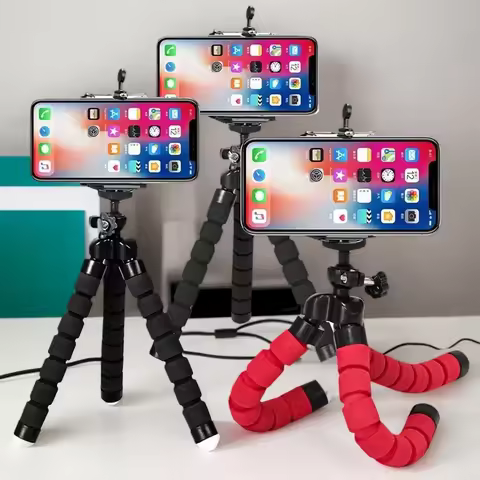 Sponge Octopus Tripod - Universal Lazy Phone Holder & Portable Camera Stand with Mobile Phone Clip