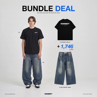 HOMEBOY เสื้อ+กางเกง  เสื้อ OVERSIZE คอตตอน100% กางเกงยีนส์ BAGGY JEAN