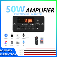 Bluetooth Amplifier Board 2*25W DC 6V-12V Mini Audio Module FM Radio USB TF AUX For Car Speaker DIY 