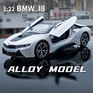 1: 22 BMW I8 Alloy Car Model Toy Suitable for Children Boys Girls Car Model Gifts Collectibles Birth