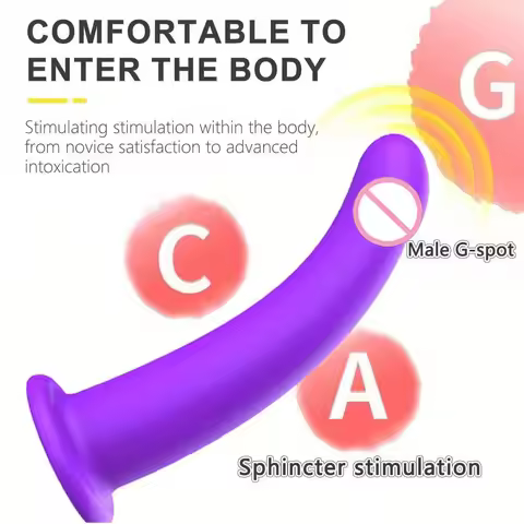 Silicone Prostate Massager with Strong Suction Cup, Male G-Spot Stimulator, Flexible Anal Plug for B