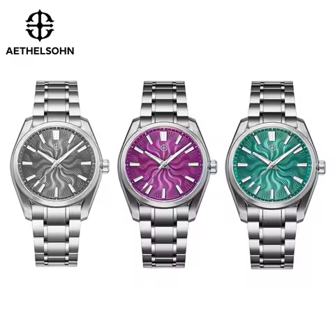 AETHELSOHN Fashion Quartz Watch For Men Forge Guilloche Sapphire Crystal Luxury Wristwatch VH31 100m