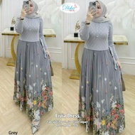 Baju gamis wanita kekinian livia dress rajut import plisket