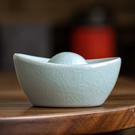 Ru Kiln Gold Ingot Tea Pet Ornaments Creative Boutique Open Piece Can Raise Tea Play Tea Table Cover