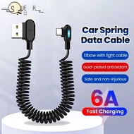SUEREN USB C To Type C Fast Charging Cable, Spring Elbow 6A Spring Data Cable,  PVC Black Telescopin
