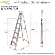 OKURA 6 Step / 7 Step Single Side Ladder MULTI-PURPOSE HOUSEHOLD Aluminium Folding Ladder Tangga Lip