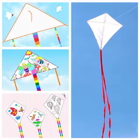free shipping kids blank diy kite 10pcs/lot kids teaching painting kite handle line outdoor toys fly