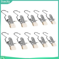 livecity|  Hanger Clip for Clothes Heavy-duty Hanger Clip 10pcs Space-saving Metal Clothes Hanger Clip with Soft Rubber Coating Durable Hook for Clothes Pants Hats Southeast Asian
