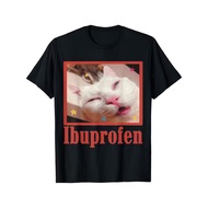 Funny Ibuprofen Cat Meme T-Shirt for & - Humorous White Cat & Tablet Box Print with Spanish/English